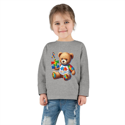 Autism Awareness Toddler Long Sleeve Tee - Cute Teddy Bear Design - Nefty Creations
