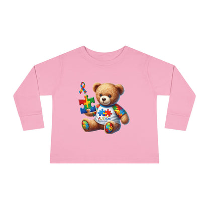 Autism Awareness Toddler Long Sleeve Tee - Cute Teddy Bear Design - Nefty Creations