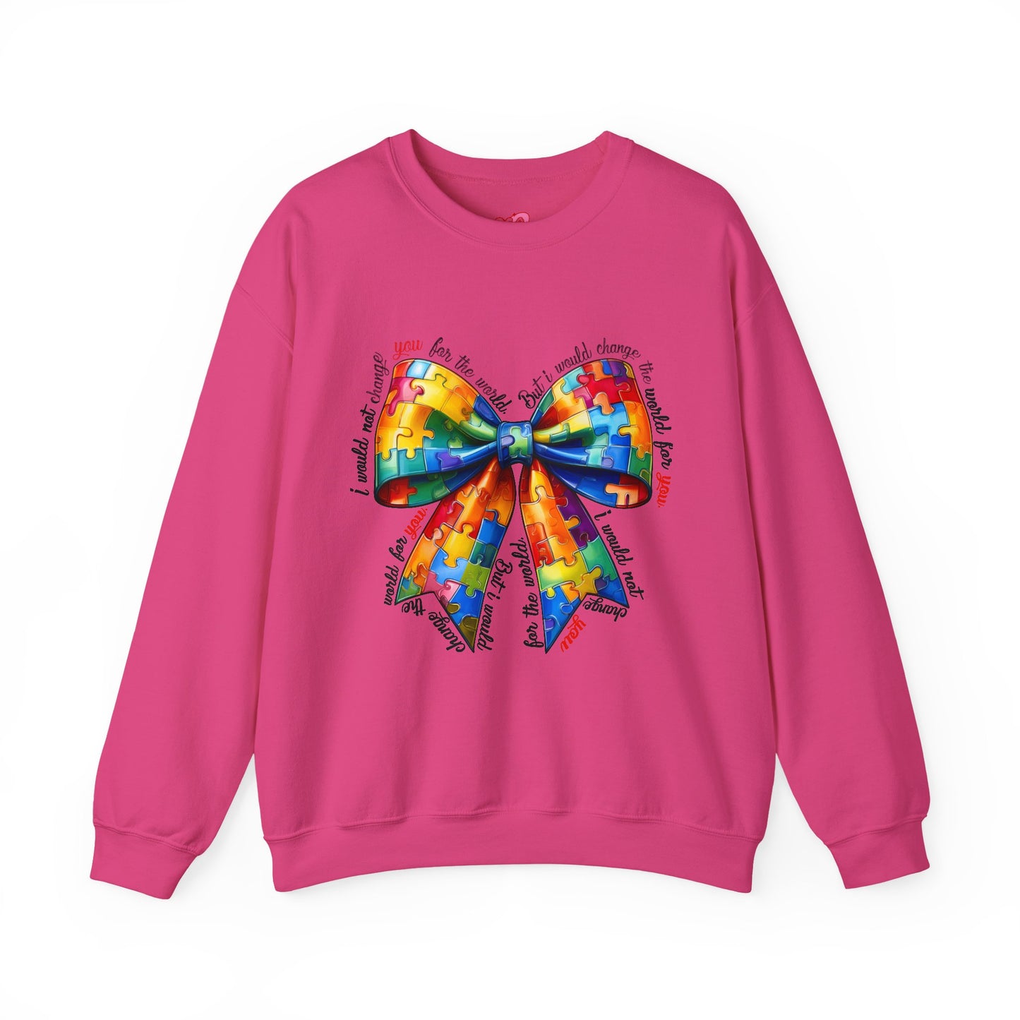 Colorful Puzzle Bow Sweatshirt - Autism Awareness Unisex Sweatshirt - Nefty Creations