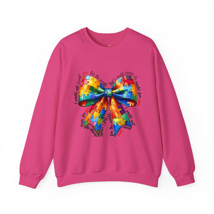 Colorful Puzzle Bow Sweatshirt - Autism Awareness Unisex Sweatshirt - Nefty Creations