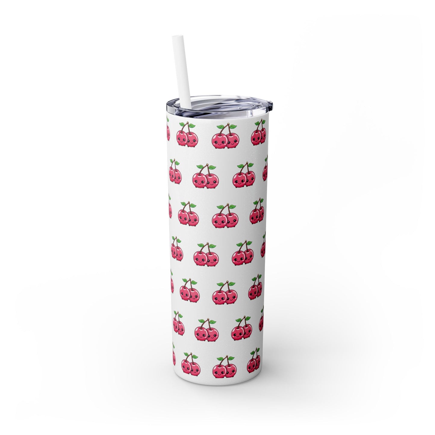 Kawaii Cherry Skinny Tumbler with Straw, 20oz| Nefty Creations - Nefty Creations