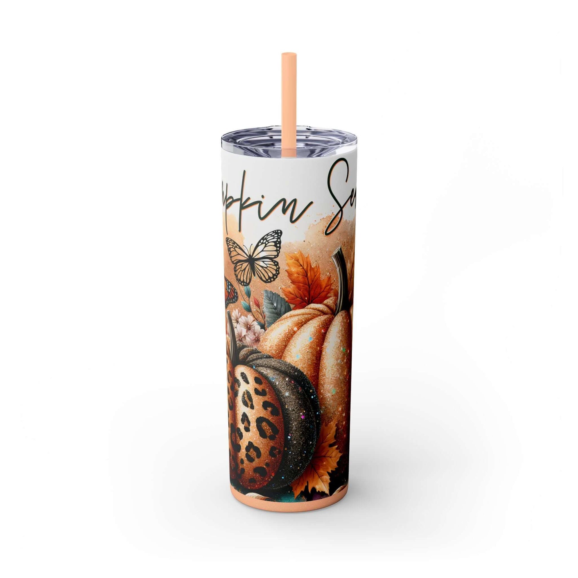 Glitter Fall Skinny Tumbler with Straw, 20oz| Nefty Creations - Nefty Creations