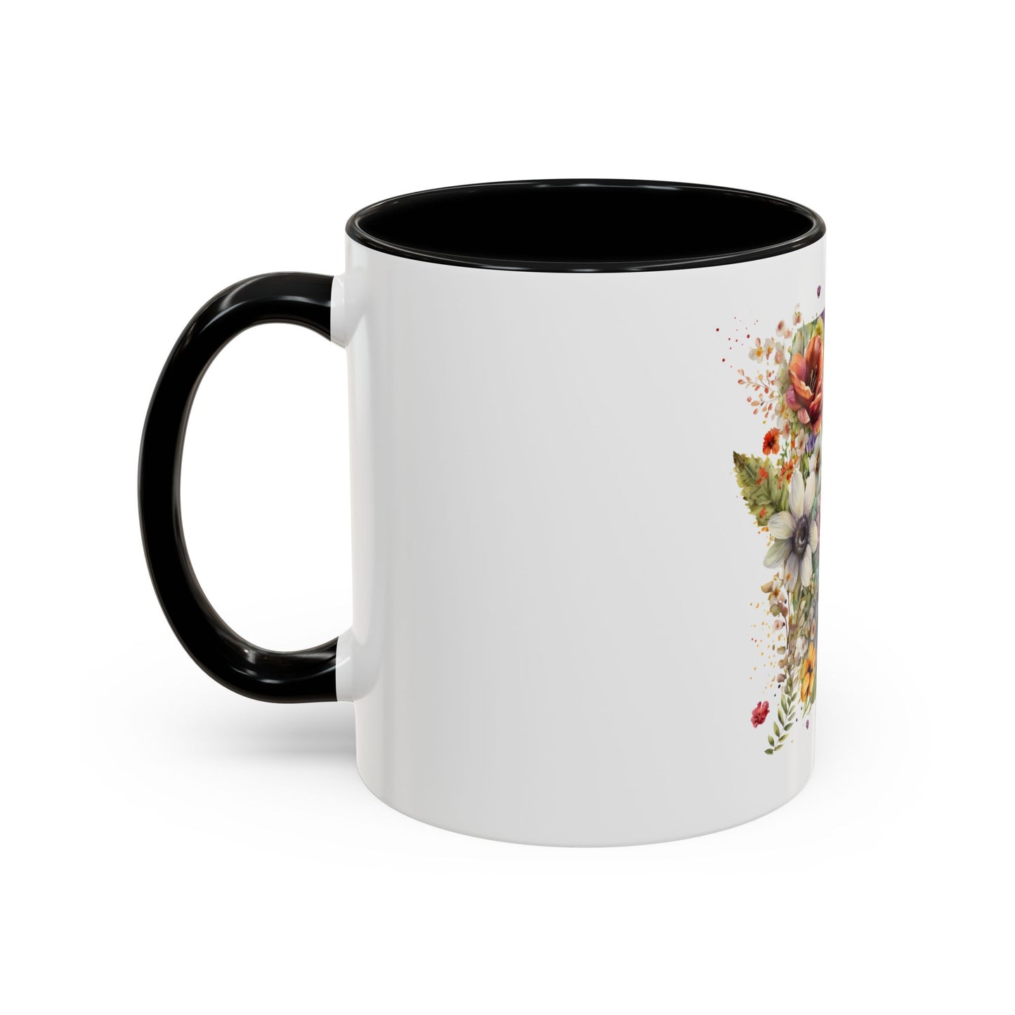 Personalized Floral Initial Coffee Mug - 11 oz & 15 oz