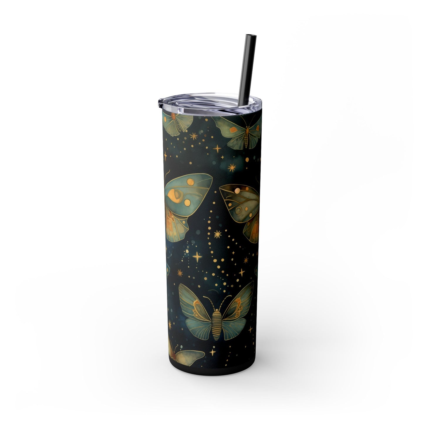 Enchanted Butterfly Tumbler, 20oz Skinny Tumbler with Straw, Floral Drinkware, Eco-Friendly Travel Mug, Perfect Gift for Nature Lovers,