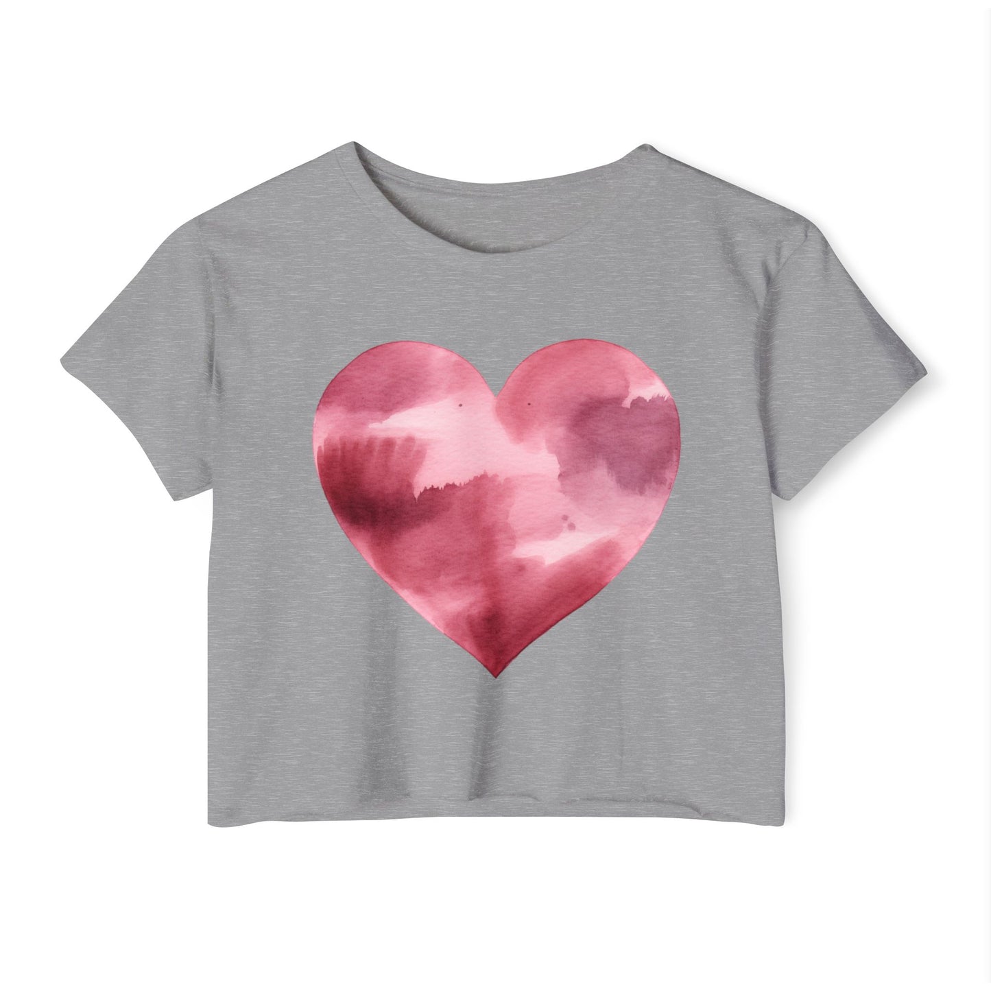 Women's Heart Watercolor Festival Crop Top - Cute Tee for Concerts and Celebrations - Nefty Creations