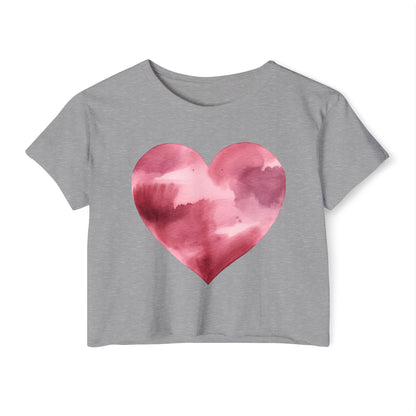 Women's Heart Watercolor Festival Crop Top - Cute Tee for Concerts and Celebrations - Nefty Creations