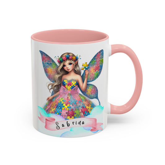 Colorful Fairy Personalized Coffee Mug, Girl autism, Unique Gift for Girls on the spectrum, Custom Name Drinkware,