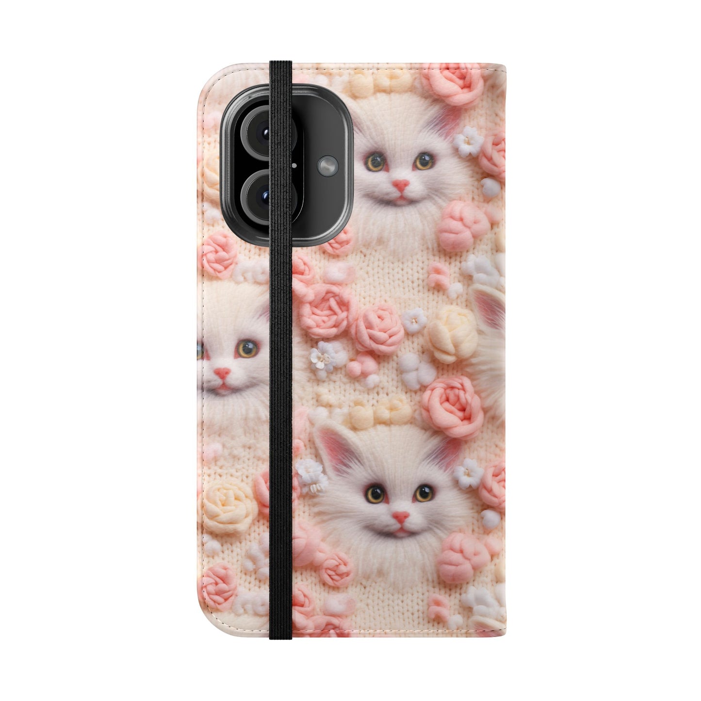 Floral Cat Flip Case for Stylish Protection Iphone 16