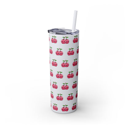 Kawaii Cherry Skinny Tumbler with Straw, 20oz| Nefty Creations - Nefty Creations