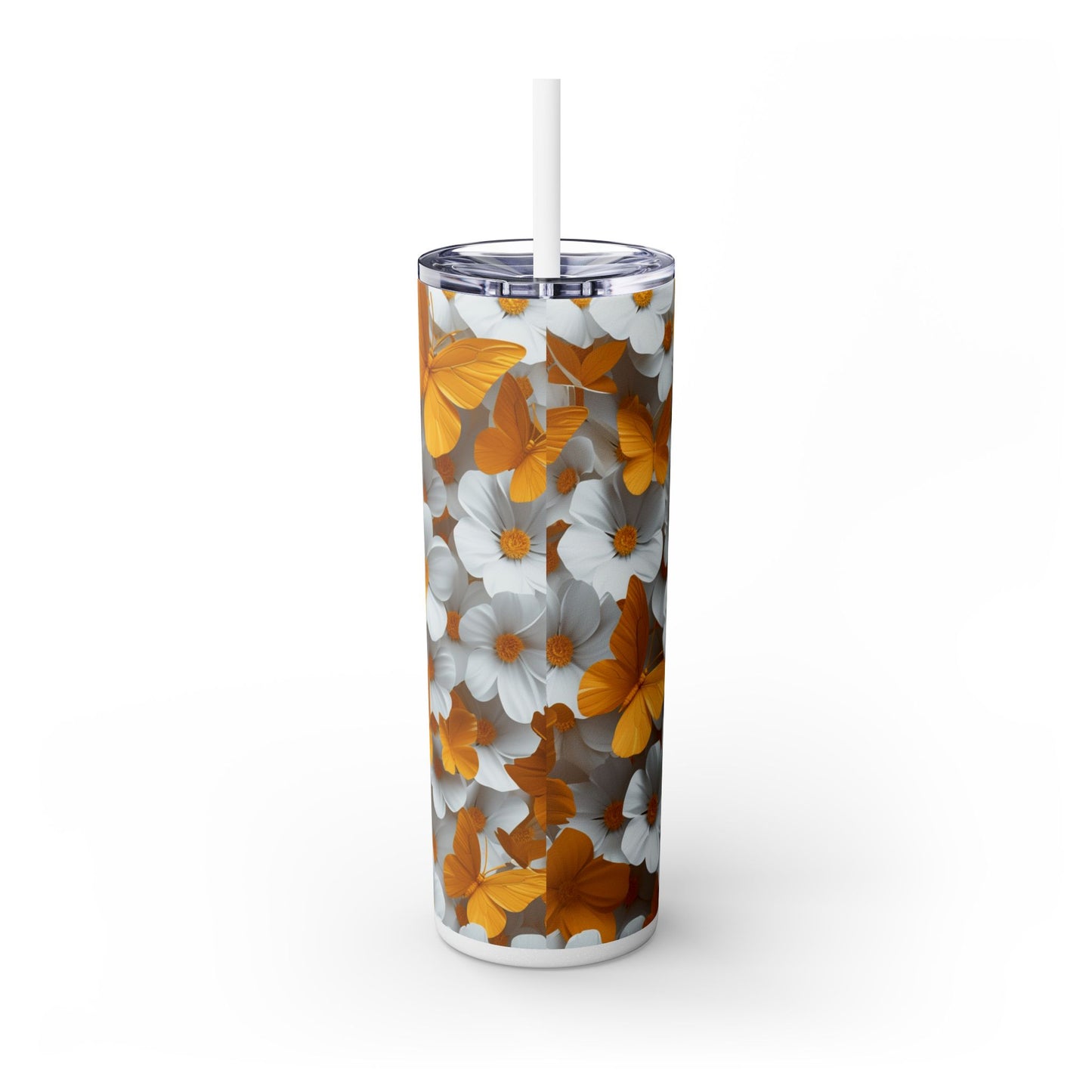Yellow Butterfly Skinny Tumbler 20oz| Nefty Creations