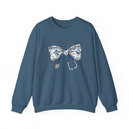 Floral Bow Stethoscope Sweatshirt | Cozy Medical Apparel for Healthcare Heroes - Nefty Creations
