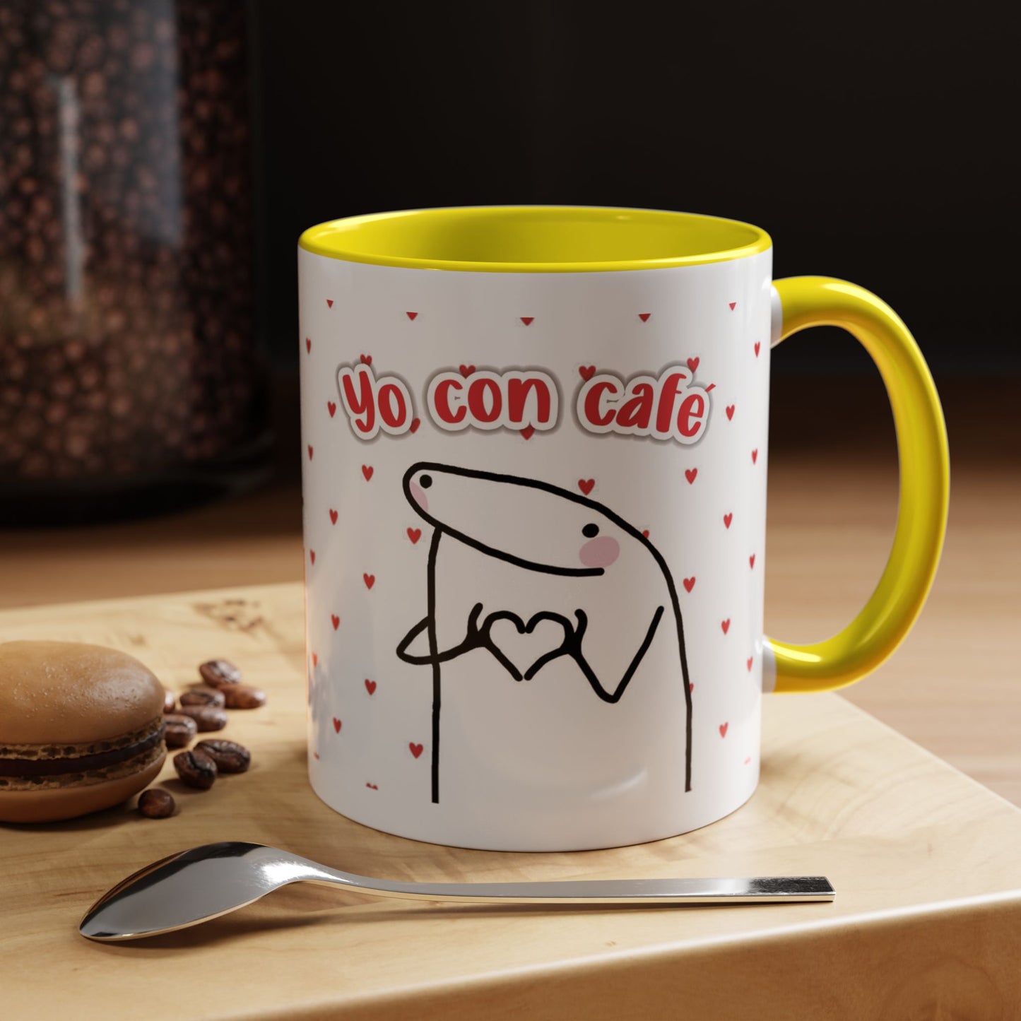 Cute 'Yo Con Café' Accent Coffee Mug, Adorable Gift for Coffee Lovers, Fun Decorative Mug for Home or Office, Valentine's Day Coffee Cup