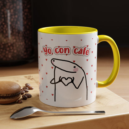 Cute 'Yo Con Café' Accent Coffee Mug, Adorable Gift for Coffee Lovers, Fun Decorative Mug for Home or Office, Valentine's Day Coffee Cup - Nefty Creations