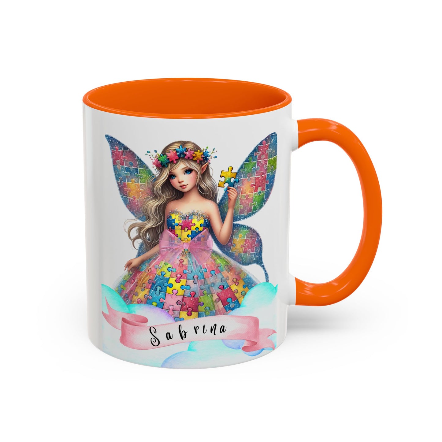 Colorful Fairy Personalized Coffee Mug, Girl autism, Unique Gift for Girls on the spectrum, Custom Name Drinkware,