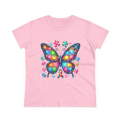 Colorful Butterfly Puzzle Women's Midweight Cotton Tee - Nefty Creations