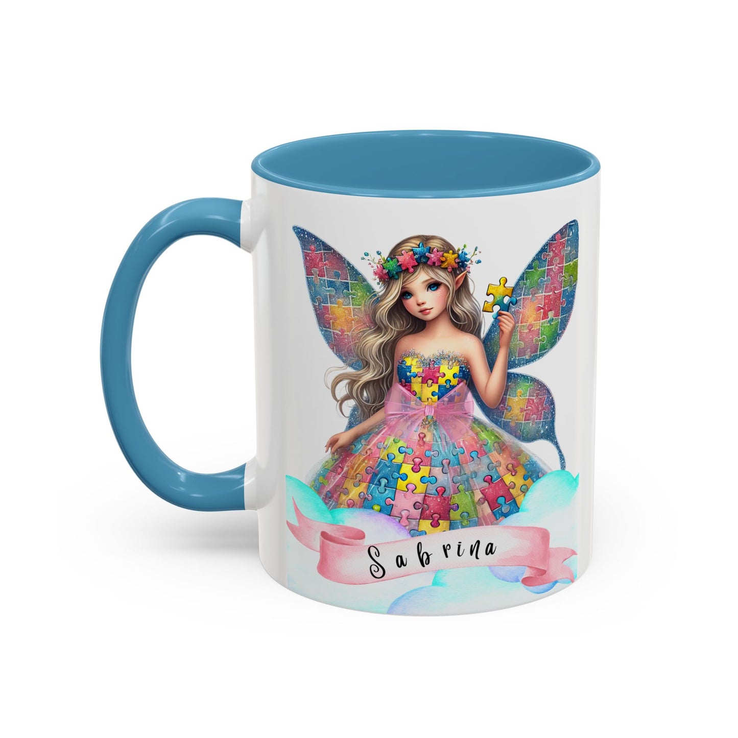 Colorful Fairy Personalized Coffee Mug, Girl autism, Unique Gift for Girls on the spectrum, Custom Name Drinkware,
