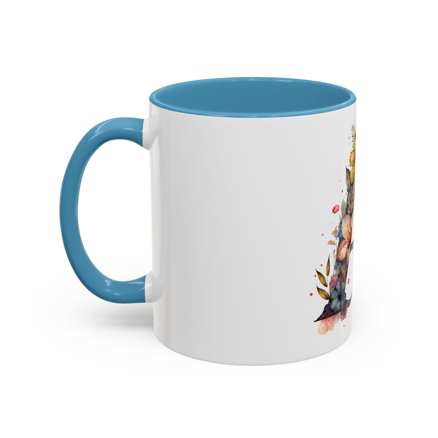 Personalized Floral Initial Coffee Mug - Custom 11/15oz Accent Mug for Gifts