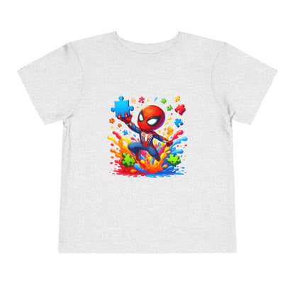 Toddler Spiderman Short Sleeve Tee - Autism Awareness Colorful Puzzle Splash Design - Nefty Creations