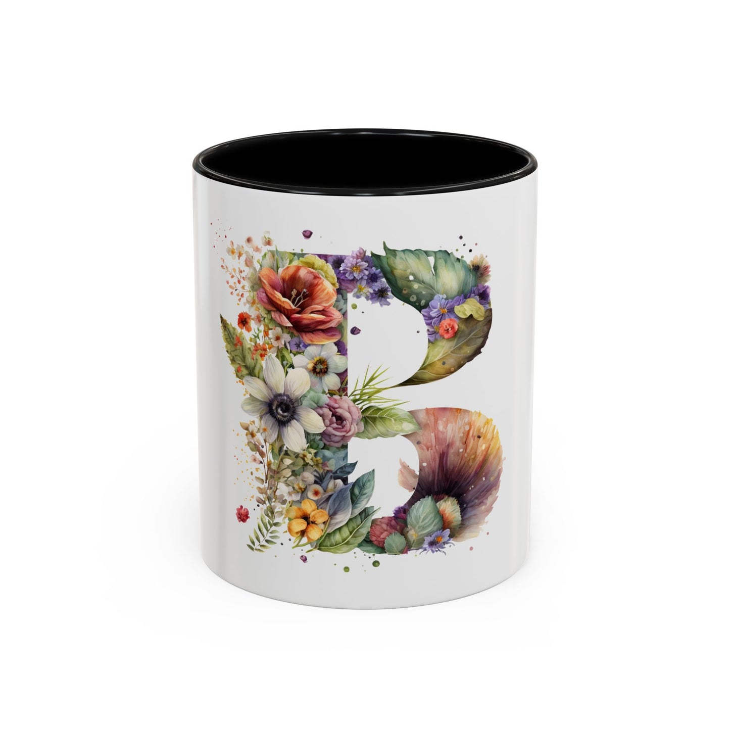 Personalized Floral Initial Coffee Mug - 11 oz & 15 oz