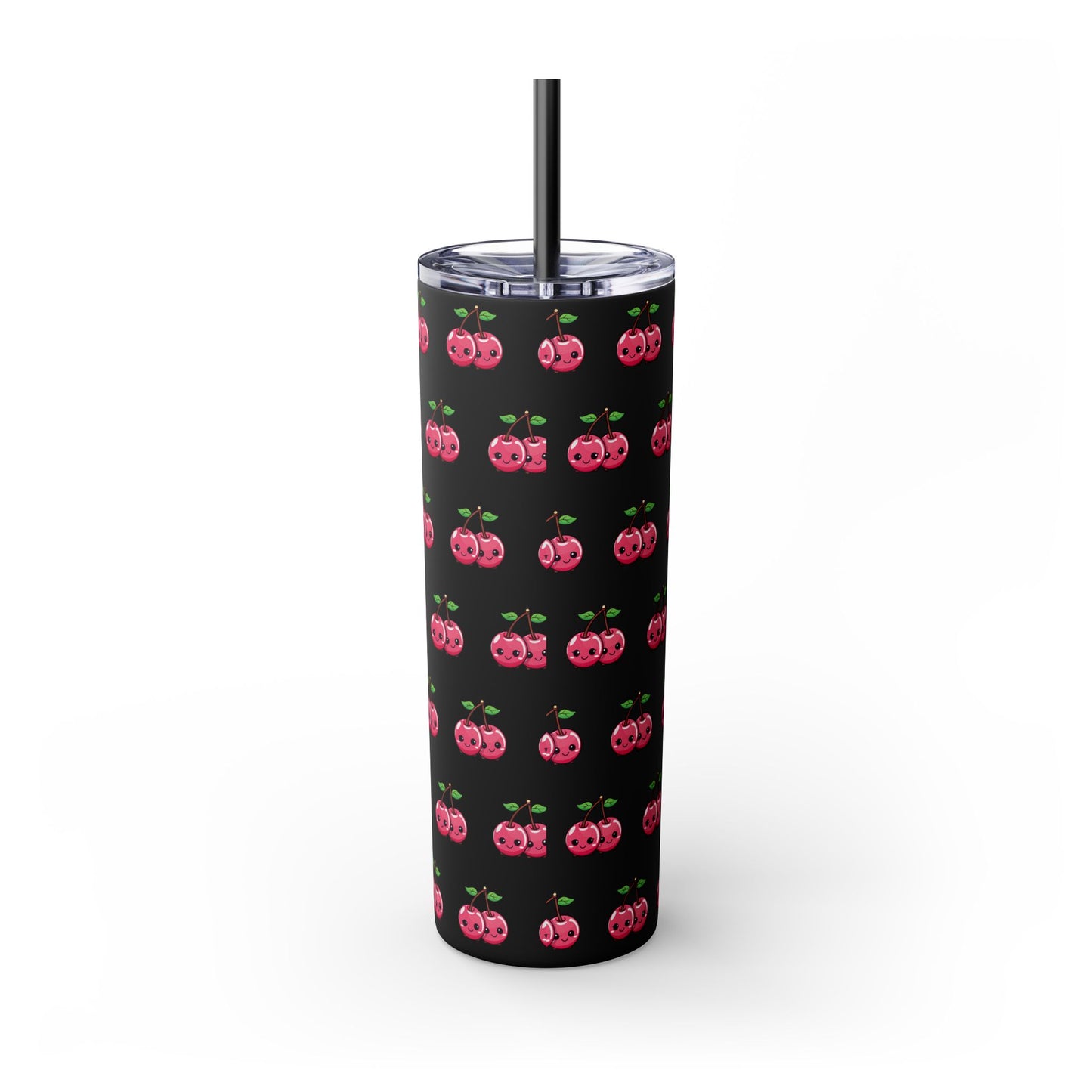 Kawaii Cherry Skinny Tumbler with Straw, 20oz| Nefty Creations - Nefty Creations