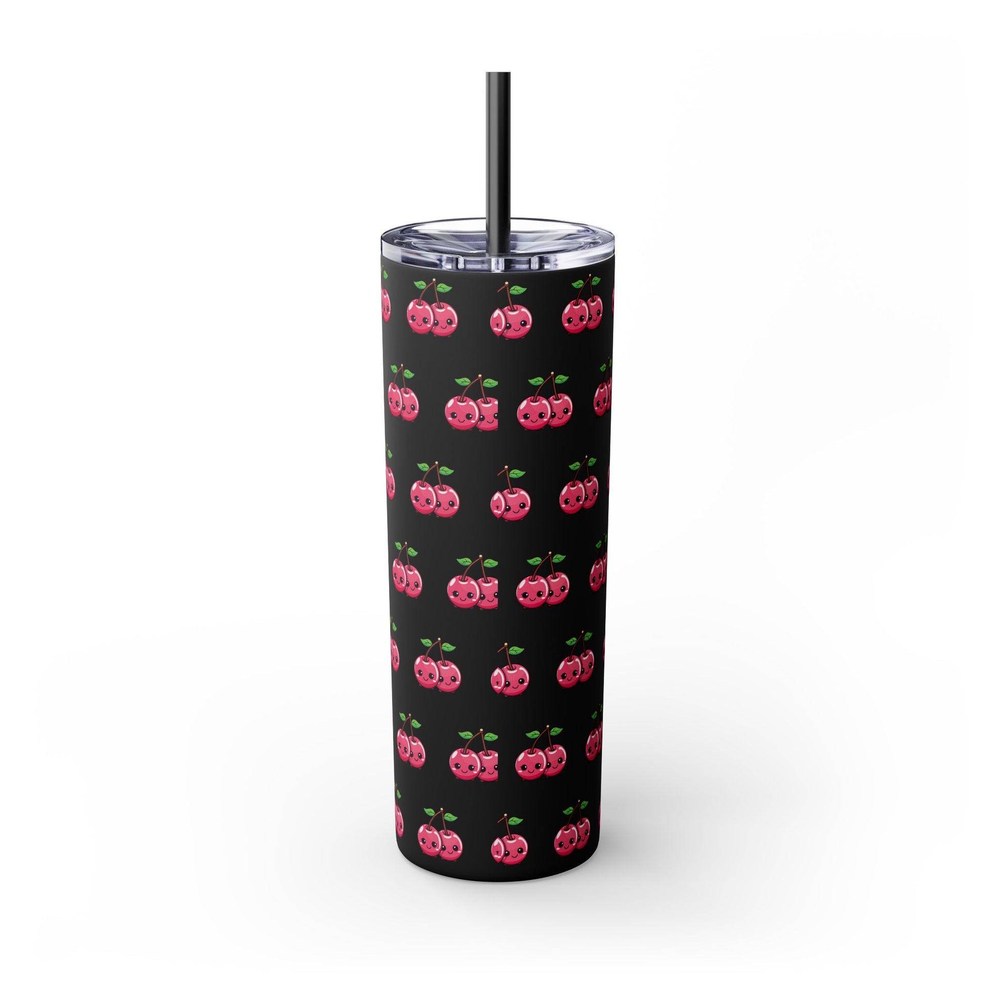 Kawaii Cherry Skinny Tumbler with Straw, 20oz| Nefty Creations - Nefty Creations