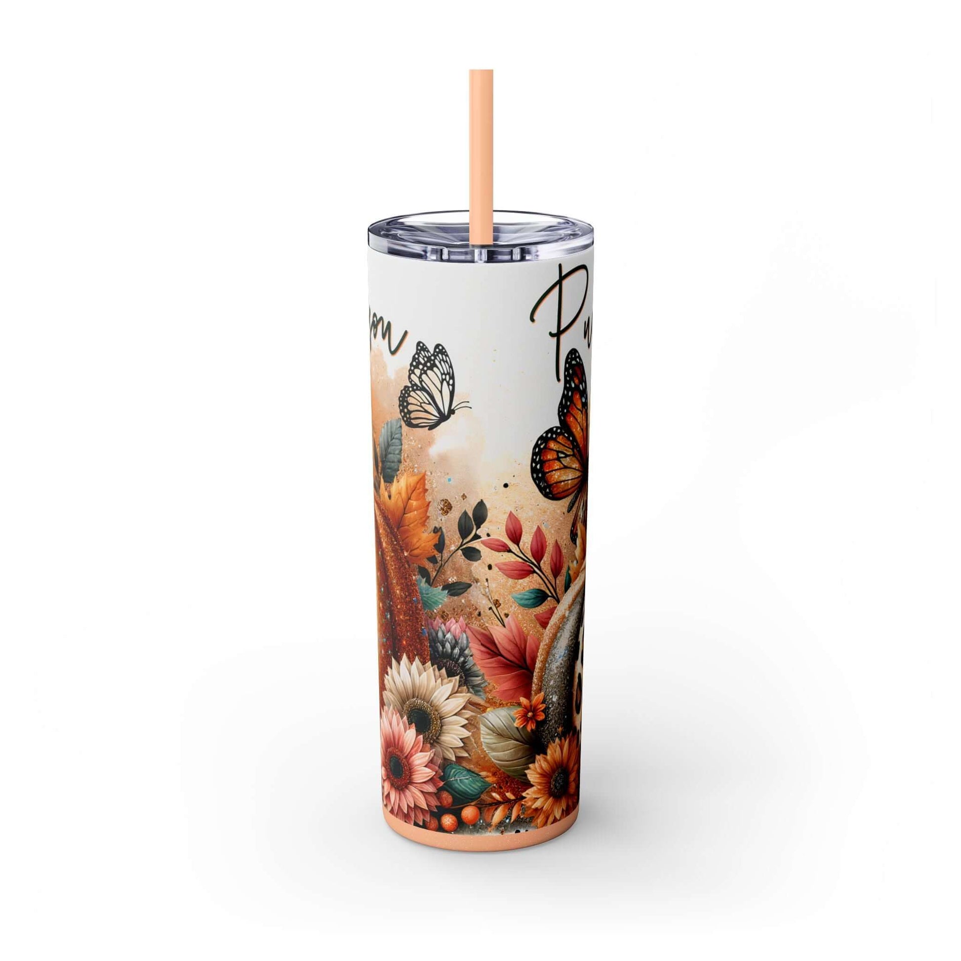 Glitter Fall Skinny Tumbler with Straw, 20oz| Nefty Creations - Nefty Creations