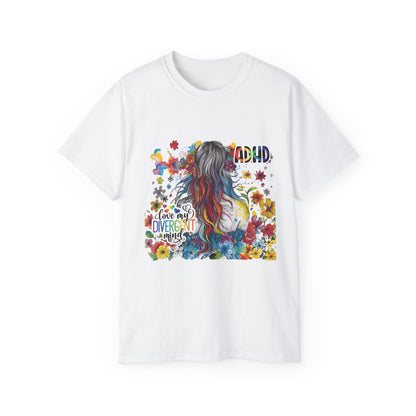 ADHD Awareness Unisex Ultra Cotton Tee - Love My Divergent Minds - Nefty Creations