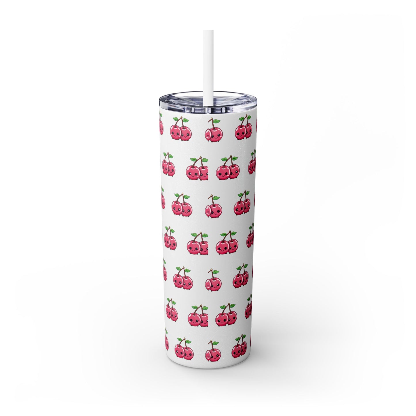 Kawaii Cherry Skinny Tumbler with Straw, 20oz| Nefty Creations - Nefty Creations