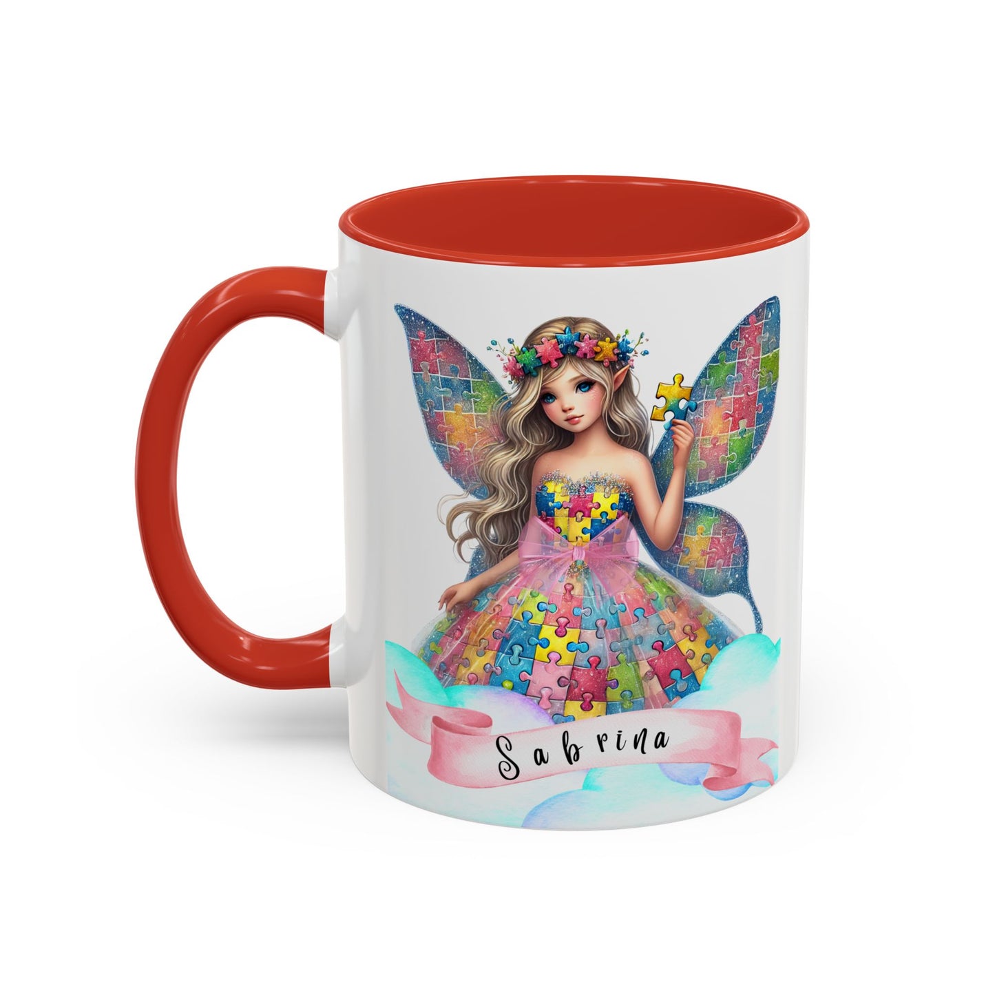 Colorful Fairy Personalized Coffee Mug, Girl autism, Unique Gift for Girls on the spectrum, Custom Name Drinkware,