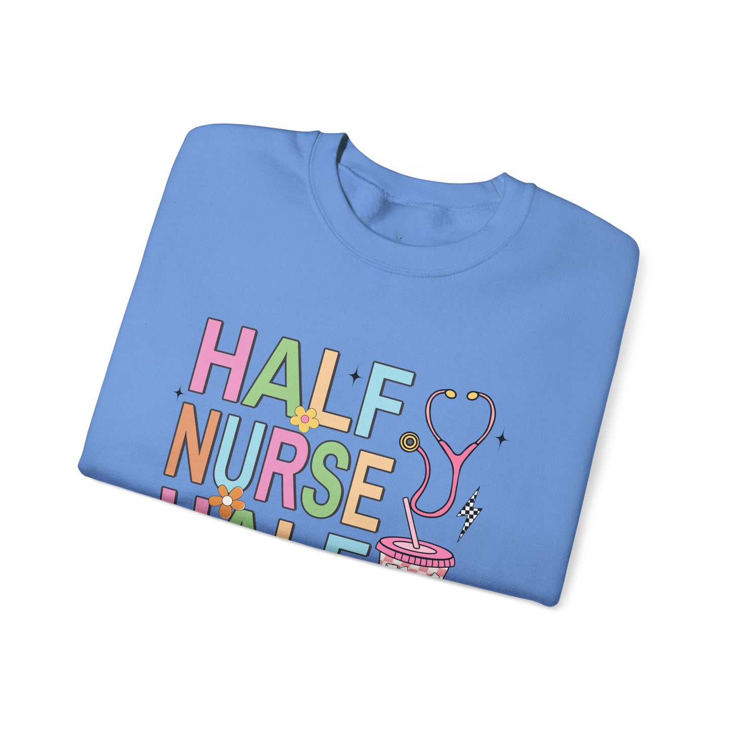 Half Nurse Half Coffee Unisex Crewneck Sweatshirt - Perfect Gift for Healthcare Workers
