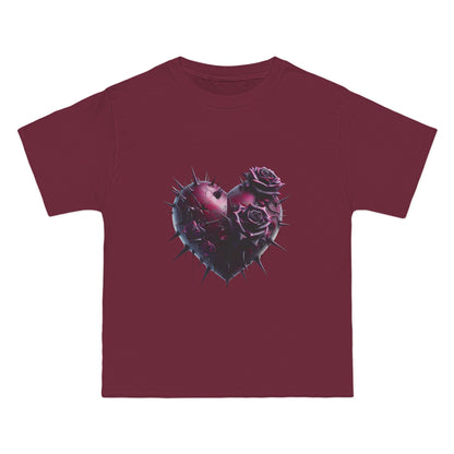 Edgy Heart Rose T-Shirt - Short Sleeve Beefy Tee for Unique Style - Nefty Creations