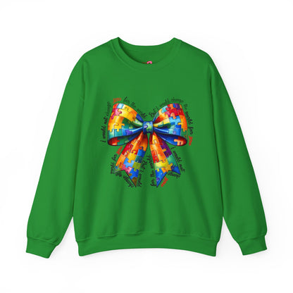 Colorful Puzzle Bow Sweatshirt - Autism Awareness Unisex Sweatshirt - Nefty Creations