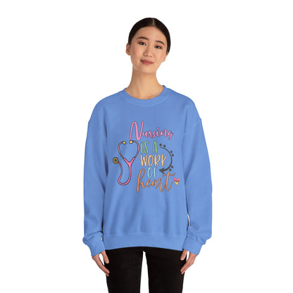 Nursing is a Work of Heart Crewneck Sweatshirt - Unisex Heavy Blend™ - Nefty Creations