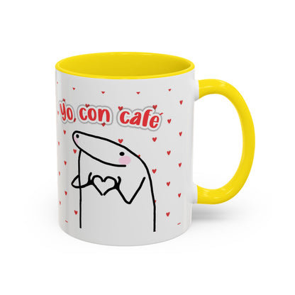 Cute 'Yo Con Café' Accent Coffee Mug, Adorable Gift for Coffee Lovers, Fun Decorative Mug for Home or Office, Valentine's Day Coffee Cup - Nefty Creations