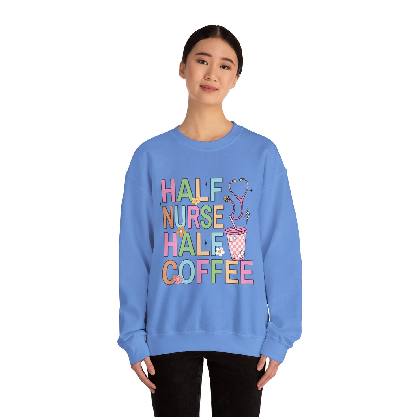 Half Nurse Half Coffee Unisex Crewneck Sweatshirt - Perfect Gift for Healthcare Workers