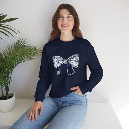 Floral Bow Stethoscope Sweatshirt | Cozy Medical Apparel for Healthcare Heroes - Nefty Creations