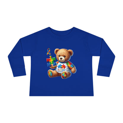 Autism Awareness Toddler Long Sleeve Tee - Cute Teddy Bear Design - Nefty Creations