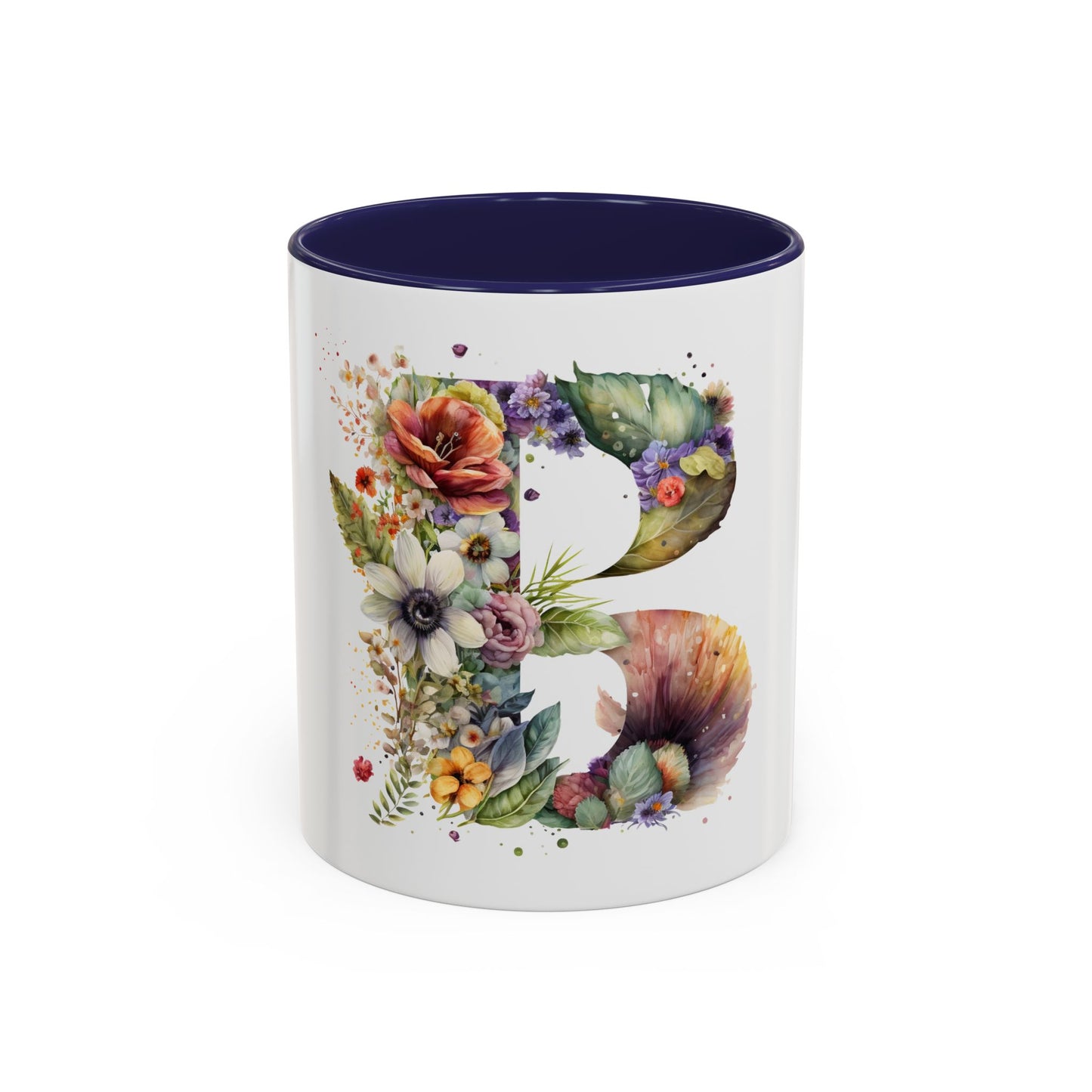 Personalized Floral Initial Coffee Mug - 11 oz & 15 oz