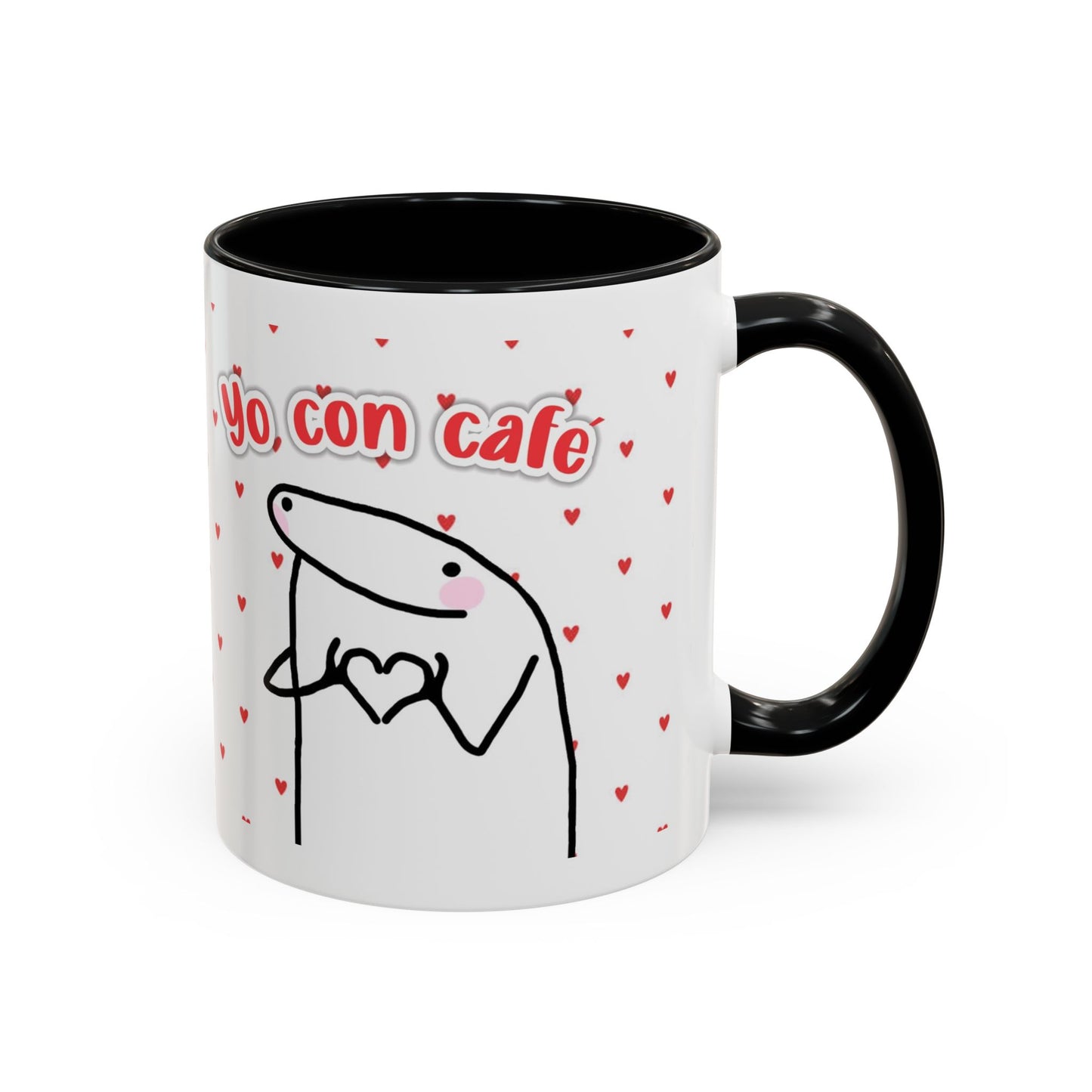 Cute 'Yo Con Café' Accent Coffee Mug, Adorable Gift for Coffee Lovers, Fun Decorative Mug for Home or Office, Valentine's Day Coffee Cup