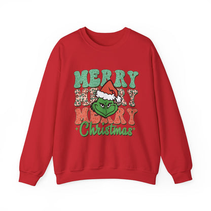 Merry Grinchmas Crewneck Sweatshirt - Festive Holiday Sweater for Christmas Celebrations - Nefty Creations