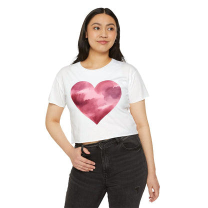 Women's Heart Watercolor Festival Crop Top - Cute Tee for Concerts and Celebrations - Nefty Creations