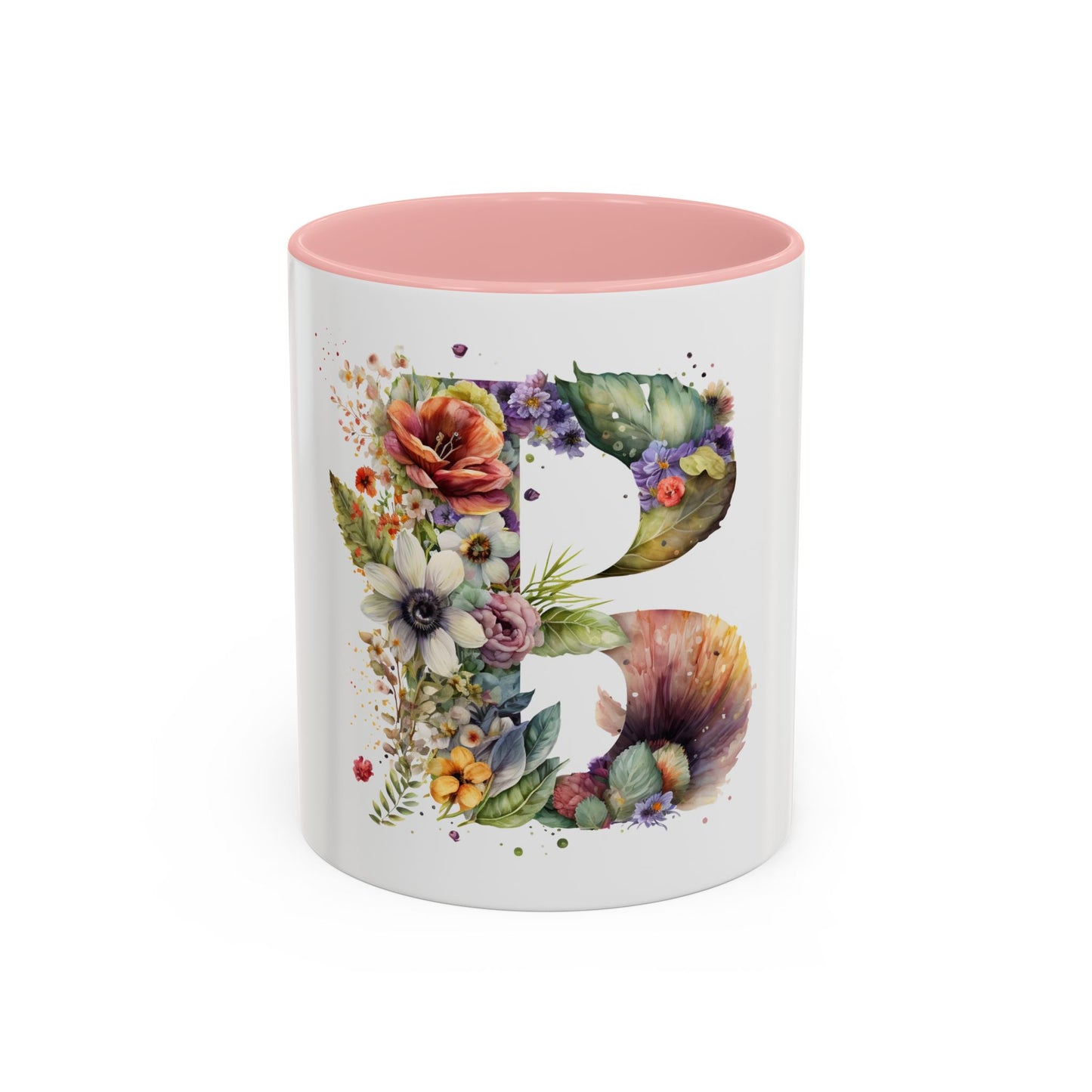 Personalized Floral Initial Coffee Mug - 11 oz & 15 oz