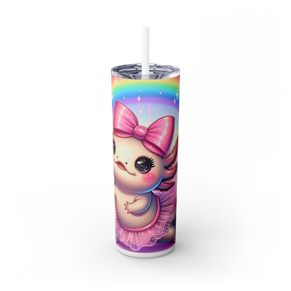 Axolotl Skinny Tumbler with Straw, 20oz - Nefty Creations