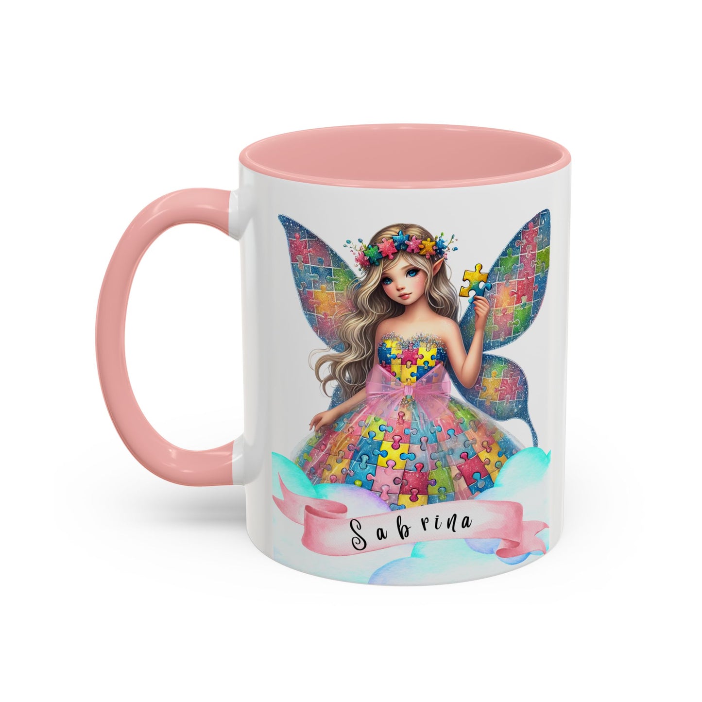 Colorful Fairy Personalized Coffee Mug, Girl autism, Unique Gift for Girls on the spectrum, Custom Name Drinkware,