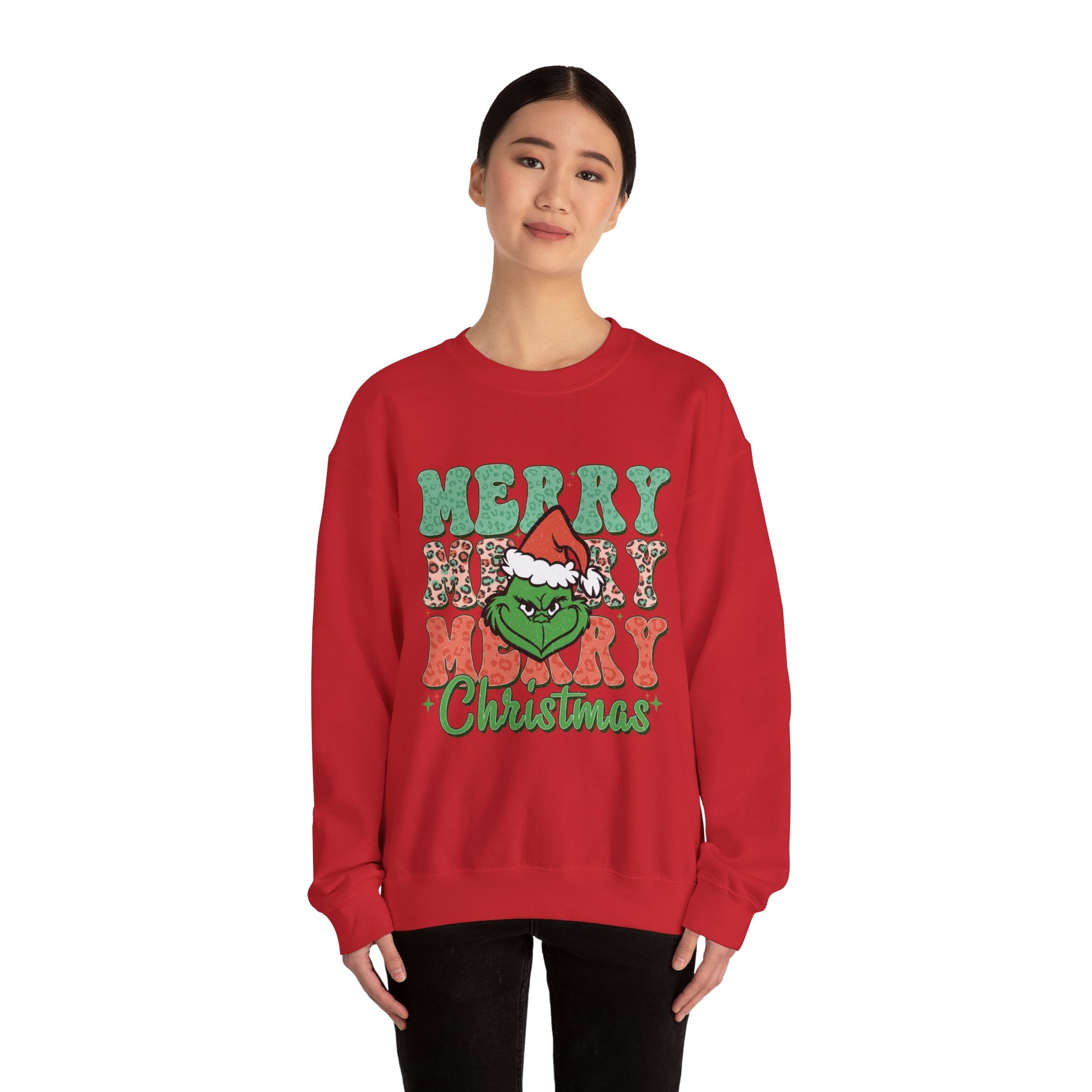 Merry Grinchmas Crewneck Sweatshirt - Festive Holiday Sweater for Christmas Celebrations - Nefty Creations
