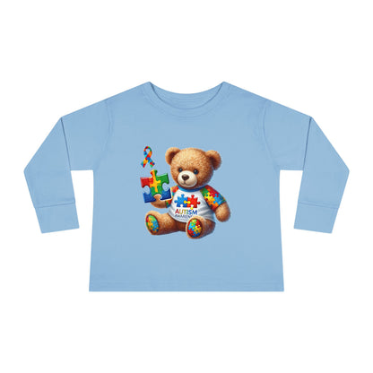 Autism Awareness Toddler Long Sleeve Tee - Cute Teddy Bear Design - Nefty Creations