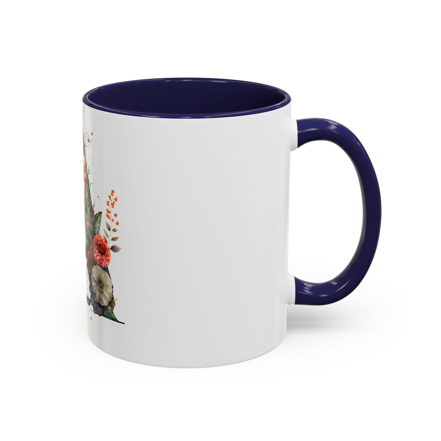 Personalized Floral Initial Coffee Mug - Custom 11/15oz Accent Mug for Gifts