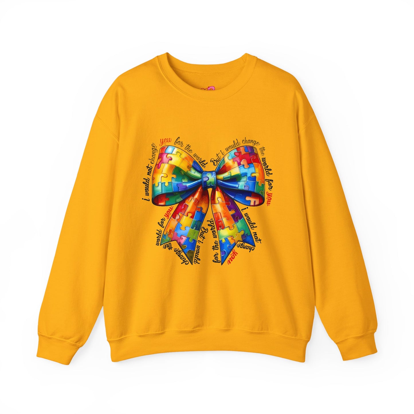 Colorful Puzzle Bow Sweatshirt - Autism Awareness Unisex Sweatshirt - Nefty Creations