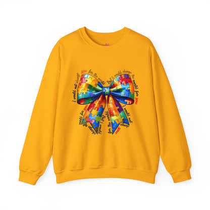 Colorful Puzzle Bow Sweatshirt - Autism Awareness Unisex Sweatshirt - Nefty Creations