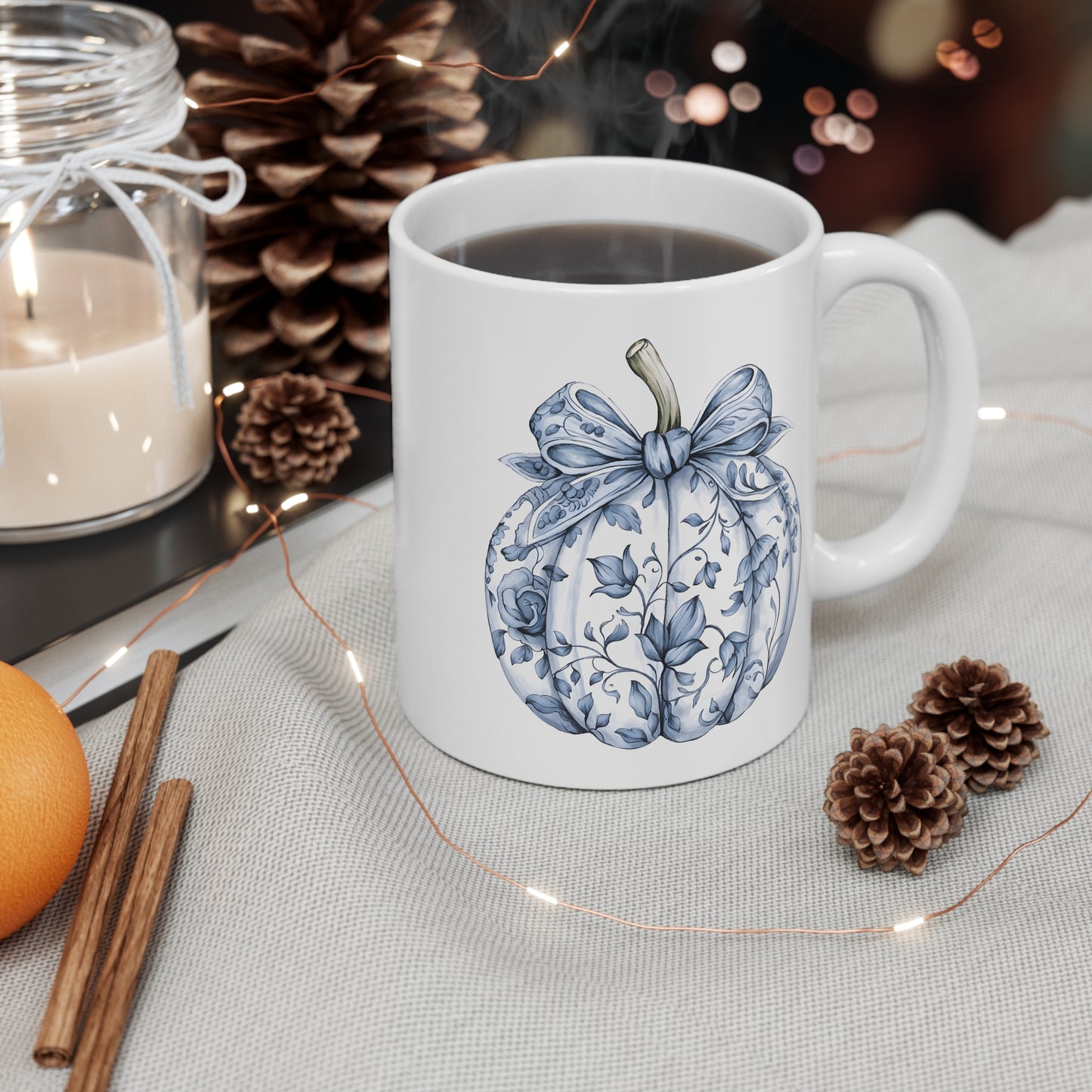 Blue Fall Accent Mug| Nefty Creations - Nefty Creations